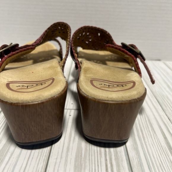 Dansko sandals red leather wedge sandals wooden heels size 37 6.5-7 - Picture 3 of 8